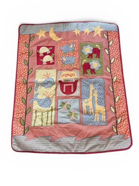 Vintage 2005 Rare Noah’s Arc Nojo Baby Nursery Set Quilt Bedskirt Valance Red